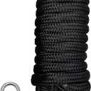 Boat Dock Lines  Heavy Duty Nylon Rope, 5/8 Inch x 15FT Docking Cord, Secure Mooring Strength, Weather Resistant Function, Marine Accessories for Anchoring Sailing Yachts, 1 Pack Outdoor Use (15ft (4.6m) black 1 + 304 stainless steel buckle)