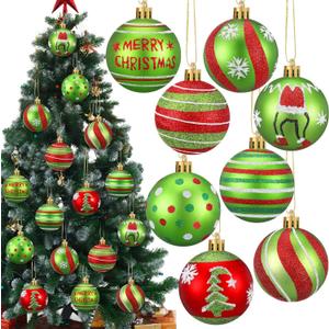 16pcs 2.4 Inch Christmas Balls for Christmas Tree,Glittering Decorations Xmas Tree Ornaments for Home Party Decor