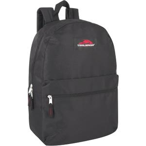 Trail maker Classic 17 Inch Backpack with Adjustable Padded Shoulder Straps (One Size, Black)