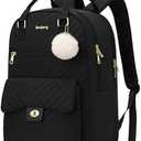 VANKANY Women Laptop Backpack 17.3in for Work College, Cute School Bag Bookbag for Teen Girls Big Students Middle High School, Black