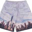 DIOTSR Mens Skyline Graphic Shorts Casual Streetwear Cool Basketball Shorts Running Workout Shorts with Pockets (X-Small)