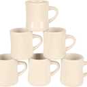 11oz Ceramic Coffee Mug set Stoneware Coffee Cups Set for Restaurant, Diner, Farmhouse, Coffee Shop, Home set of 6 (Cream)