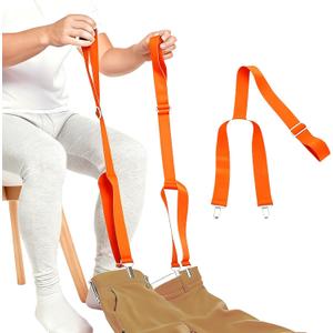 2-Pack Dressing Aid Clips for Pants One-Hand Pants Assist Tool for Elderly, Disabled & Post-Surgery Adjustable 26"-41" Metal Clip with Nylon Strap