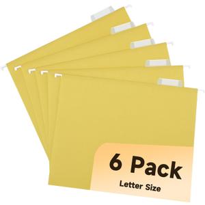 2 x Colored File Folders,6 Pack Yellow Letter Size Hanging File Folders with 1/5-Cut Tabs,Ideal for Home and Office Organization and Papers Classification