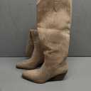 iiimmu Cowgirl Boots Women Knee High Boots Pointed Toe and Block Heel Cowboy Suede and Faux Leather Boots with Embroidered, Size 6.5