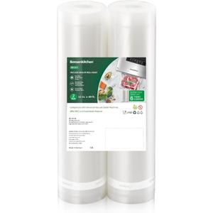 Bonsenkitchen Vacuum Sealer Bags, 11" x 20' Rolls 2 Pack for Food Storage Saver, Bpa Free, Heavy Duty, Commercial Grade Textured Food Roll, Customized Size Bag for Sous Vide Cooking, VB3207