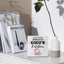 Gigi Gifts Wooden Box Sign, Best Grandma Mother's Day Birthday Gifts from Grandkids, Everything Is Better in Gigi's Kitchen Wood Block Plaque for Kitchen Counter Shelf Tabletop Decor 5x5 Inch