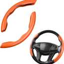 LoyaForba 15 Inch Car Steering Wheel Cover, Segmented, Carbon Orange