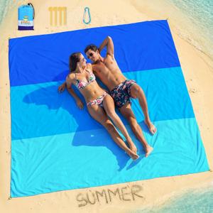 BYDOLL Beach Blanket Waterproof Sandproof 78''81'' 1-5 Adults Oversized Lightweight Large Picnic Mat Waterproof Sandproof Blanket for Beach Camping Hiking Travel (Blue)