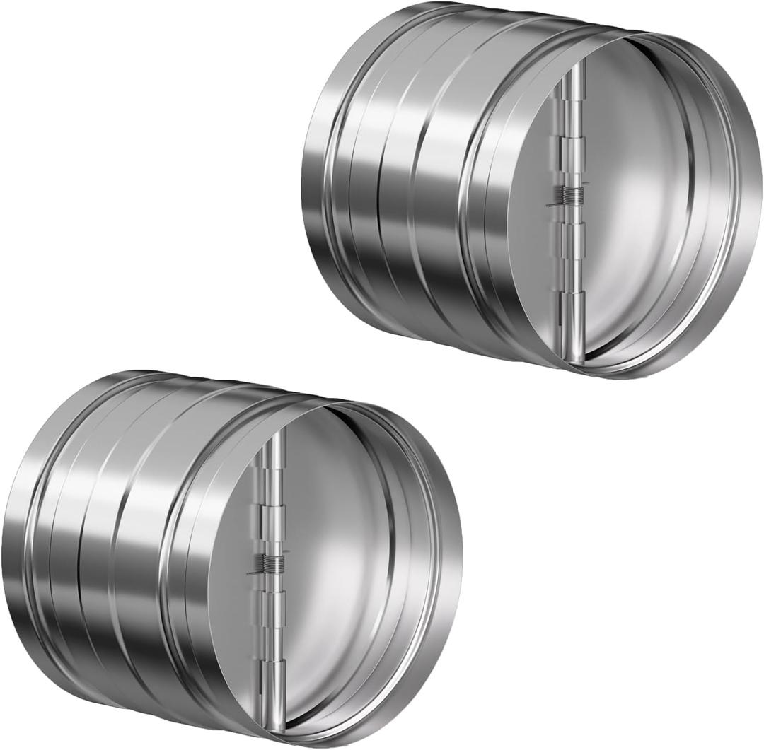 [Upgraded] Hon&Guan Duct Damper 4 inch, Backdraft Damper One-Way Airflow Backflow Preventer for 4 Inch Duct Dryer Vent Hose-2pcs (Silver)