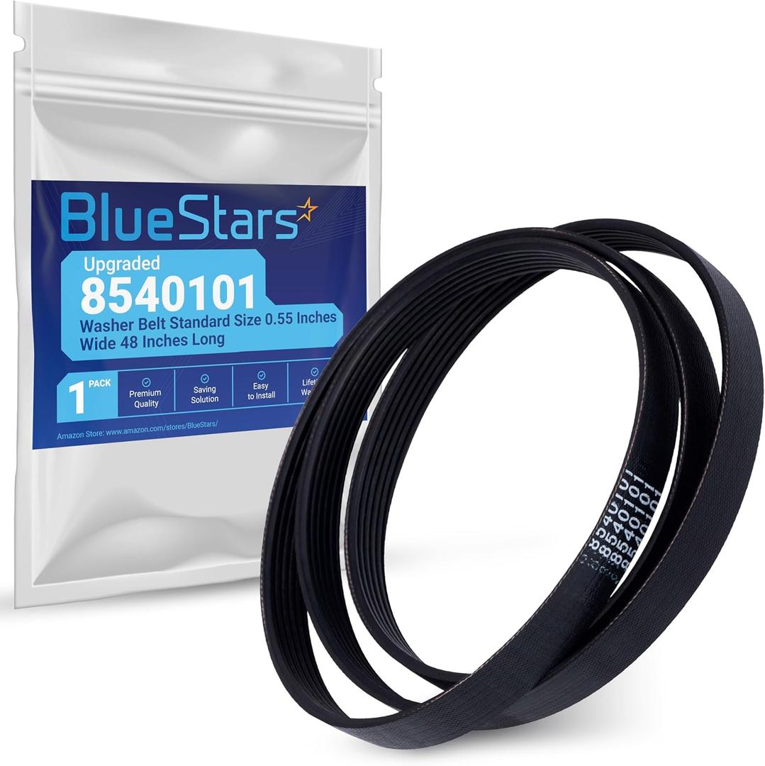 BlueStars Upgraded 8540101 Washer Belt Standard Size 0.55 Inches Wide 48 Inches Long - Compatible with Whirpool & Kenmore Washers - Replaces AP6013037 8540348