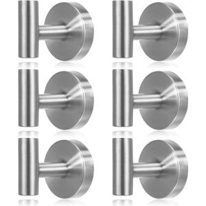 Shimeyao 6 Pack Suction Cup Hooks for Shower 15lbs Heavy Duty Stainless Steel Towel Hooks No Drill Waterproof Rustproof Hanger for Bathroom Kitchen Wall Loofah Robes(Hanging Hook,Silver)