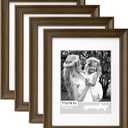 Yaetm 11x14 Picture Frame with Mat for 8x10 Set of 4, 1.4" Wide Molding & Dark Brown Photo Frames 11 x 14 with Tempered Glass for Wall Gallery, Home and Office, Wall Mount (4 pack, Brown)