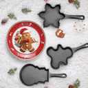 DVK Cast Iron Frying Pan with Various Shapes for Christmas Cookies Cutters Small Skillet for Heart/Snowman (3PCS)