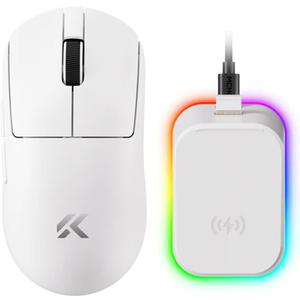 MCHOSE A7 V2 Ultra+ Wireless Gaming Mouse, Megnetic Charging Dock,Tri-Mode Connection, 59 Grams, PAW3950 TI 42K DPI Sensor, Wired/Wireless Dual 8K Polling - White