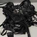 Sexy Strappy Lace Up Underwire Sheer Leather Garter Belt Teddy Bodysuit Lingerie Top 2 Piece Set (Medium, Check Mesh Black)