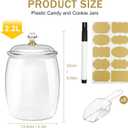 6 Pcs Candy Jars with Lids,Plastic Cookie Storage Jar Airtight Food Storage Containers Includes 6 Spoons + Label Stickers & Pen, 2.2L Clear Apothecary Jars for Kitchen Counter