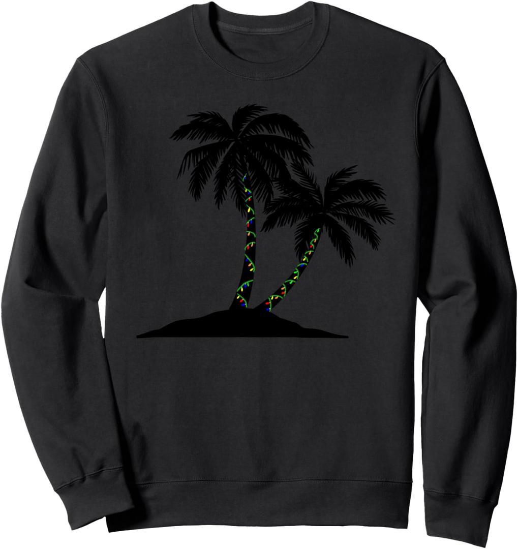 Palm Tree Christmas Tree Christmas Palm Tree Sweatshirt, S