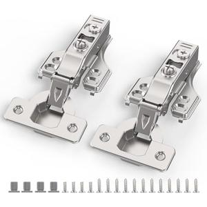 Chibery 20 Pack 3/4" Full Overlay Soft Close Concealed Hinge for Face Frame ＆ Frameless Door, 3D Adjustment, Clip-on Plate, Slow Self Closing Hidden Satin Nickel, 105° Stainless Steel Hinges, 5/8"