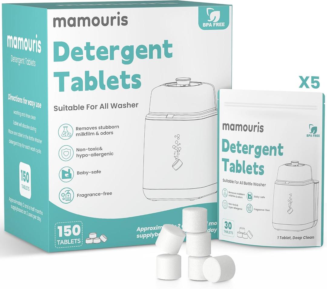 150PCS Official Detergent Cleaning Tablets: for Baby Brezza Grownsy Papablic Momfann Bottle Washer - Baby Bottle Washer Tablets for All Brands Bottles Washers Machines