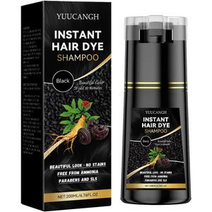 2 x Black Hair Dye Shampoo 3 in 1, Instant Natural Hair Color Shampoo for Women Men 100% Gray Hair Coverage Champu Para Canas Mujer, Lasting 3-4 Weeks & Easy to Use & All Hair Types, 500ml