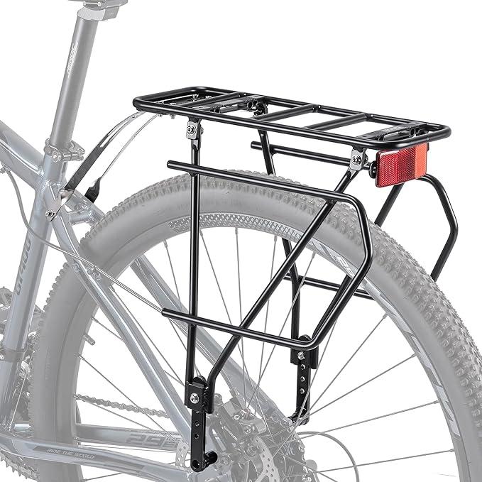 CXWXC Rear Bike Rack with Basket - Bike Cargo Rack for Disc Brake/Non-Disc Brake Mount - Bicycle Pannier Rack, Touring Carrier Rack fit 26”-29” and 700c