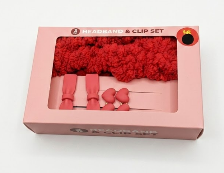 Headband And Clip Set, Red 