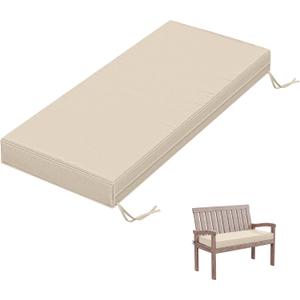 Outdoor Bench Cushion 42×18×3.5 in Thick Waterproof Patio Furniture Cushions, Patio Porch Swing Replacement Seat Pad with Tie Straps and Anti-Slip, for Backyard Garden, Cream
