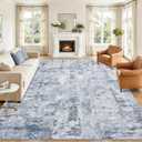 GarveeHome Modern Area Rugs 8x10 for Living Room, Abstract Large Washable Rug Soft Non Slip Stain Resistant Floor Mat Carpet Indoor Thin Accent Rug for Bedroom Nursery Home Decor (Blue/Grey)