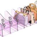 Rose Purse Dividers for Closet, 2 Pack Clear Clutch Purse Closet Organizers, Adjustable Handbag Storage Organizers, Plastic Bookshelf Separator Dividers for Bedroom Office