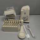 Manual Rotary Cheese Grater, White, 5-in-1 Vegetable Slicer with Suction Base, Stainless Steel Blades, Hand Crank Design for Kitchen