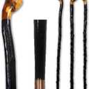 Imported Shillelagh Wooden Irish Walking Stick, Handcrafted 100% Blackthorn Wood Cane, Handles All Unique, Black High Gloss Lacquered, Made in Ireland 36"