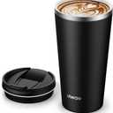 Insulated Coffee Mug with Ceramic Coating, 18oz Travel Mug with Leak-proof Lid, Vacuum Double-wall Tumbler, Stainless Steel Thermal Cup for Tea, Hot Cocoa, Cold Beverage, Ice Drinks (Space Black)