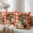 2 x HOMETITUTE Christmas Throw Pillow Covers 18x18 Inch Set of 2 Soft Decorative Knit Mitten Cushion Covers Rustic Farmhouse Holiday Winter Christmas Pillow Cases for Sofa Couch Bed Living Room