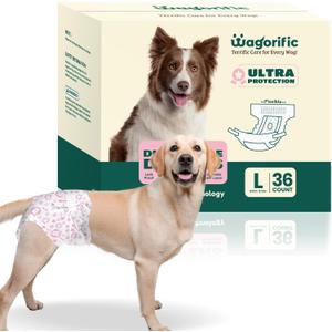 Dog Diapers for Female Dogs: Leakproof, Adjustable, Soft, and Breathable Disposable Diapers for Female Doggie  Perfect for Incontinence, Training, and Travel  36 Pack Size L