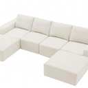 Ball & Cast 110"x72" Minimalist Modular U-Shaped Sectional Sofa with 2 Ottomans,Chenille Cloud Floor Couch with Compressed Upholstery,No Assembly Required,for Living Room,Apartment,Beige