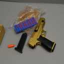 Gold Soft Bullet Toy Gun Shell Ejecting for Boys, Realistic Shooting Game Toy Pistol with 50 Foam Bullets, 40 Shells & 2 Clips, Ideal Christmas Birthday Gift for Boys Adults