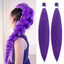 Long Purple Braiding Hair Pre Stretched - 30 Inch 100g/pack Hair Extensions for Braids Synthetic Braiding Hair for Stage Party Halloween Costume Cosplay (Purple, 30 Inch(Pack of 2))