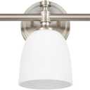 Bathroom Vanity Light, 3-Light Bathroom Light Fixtures Over Mirror, Traditional Vanity Lights for Living Room, Milk White Bell Glass Shades, Standard E26 Base, Brushed Nickel