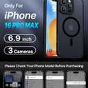 Magnetic for iPhone 16 Pro Max Case,Upgraded [Full Camera Protection][Compatible with Magsafe][Military Grade Protection]Shockproof Slim Translucent Matte Phone Case for iPhone 16 Pro Max,Black