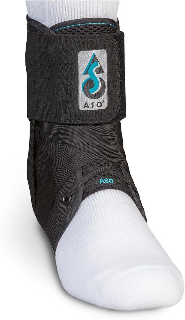 Med Spec ASO Ankle Stabilizer - Lace Up Ankle Brace for Sprained Ankle and Peroneal Tendonitis, Orthopedic Ankle Support for Men, Women, Adults, Teens and Kids, Sports Injury Recovery (Black, M)