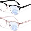 Progressive Multifocal Reading Glasses for Women Men Square Blue Light Blocking Classic Half Frame Computer Readers
