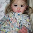 iCradle 26 Inch Big Realistic Reborn Toddler Girl Doll Handmade Silicone Soft Vinyl limbs and cloth body Baby Doll That Look Real Lifelike Newborn Baby Dolls Toy Set for Kids