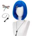 Light Blue Wigs with Bangs for Women Short Bob Wig Cosplay Costume Halloween (Adult Light Blue)