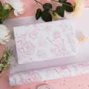 Pink Floral Wrapping Paper Roll 17 in x 32 ft Mini Roll Vintage Toile Flower Gift Wrap Paper for Girls Women Mother All Occasion Wedding Birthday Bridal Shower Party Baby Shower Valentine's Day