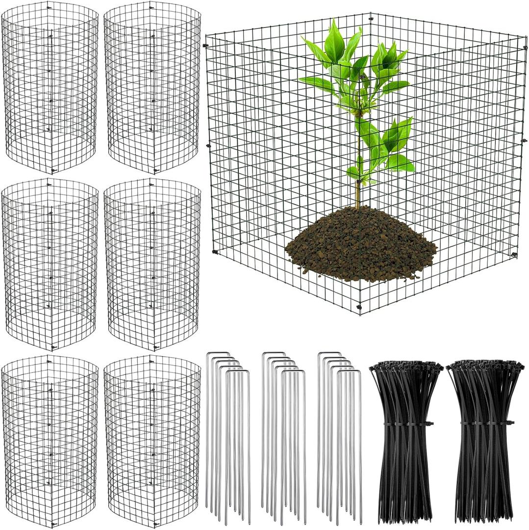 Zubebe 30 Sets Plant Protectors from Animals, Small Wire Cages for Outdoor Plants, 12x12 Inch Covers with Ground Stakes and Nylon Ties for Flower Vegetable to Keep Animals Out