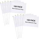 Remerry 100 Pieces Blank Sublimation Flags to Decorate 5. 51 x 8. 27 Inches Small White Blank Flags on Stick for DIY Parades Birthday Party Decorations Projects Events Celebration