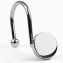 Chrome Shower Curtain Hooks Rings: Silver Round Button Design Heavy Metal Shower Curtain Rings for Bathroom - Modern Simple Decorative Shower Curtain Hangers for Shower Rod - Set of 12 (Sliver)