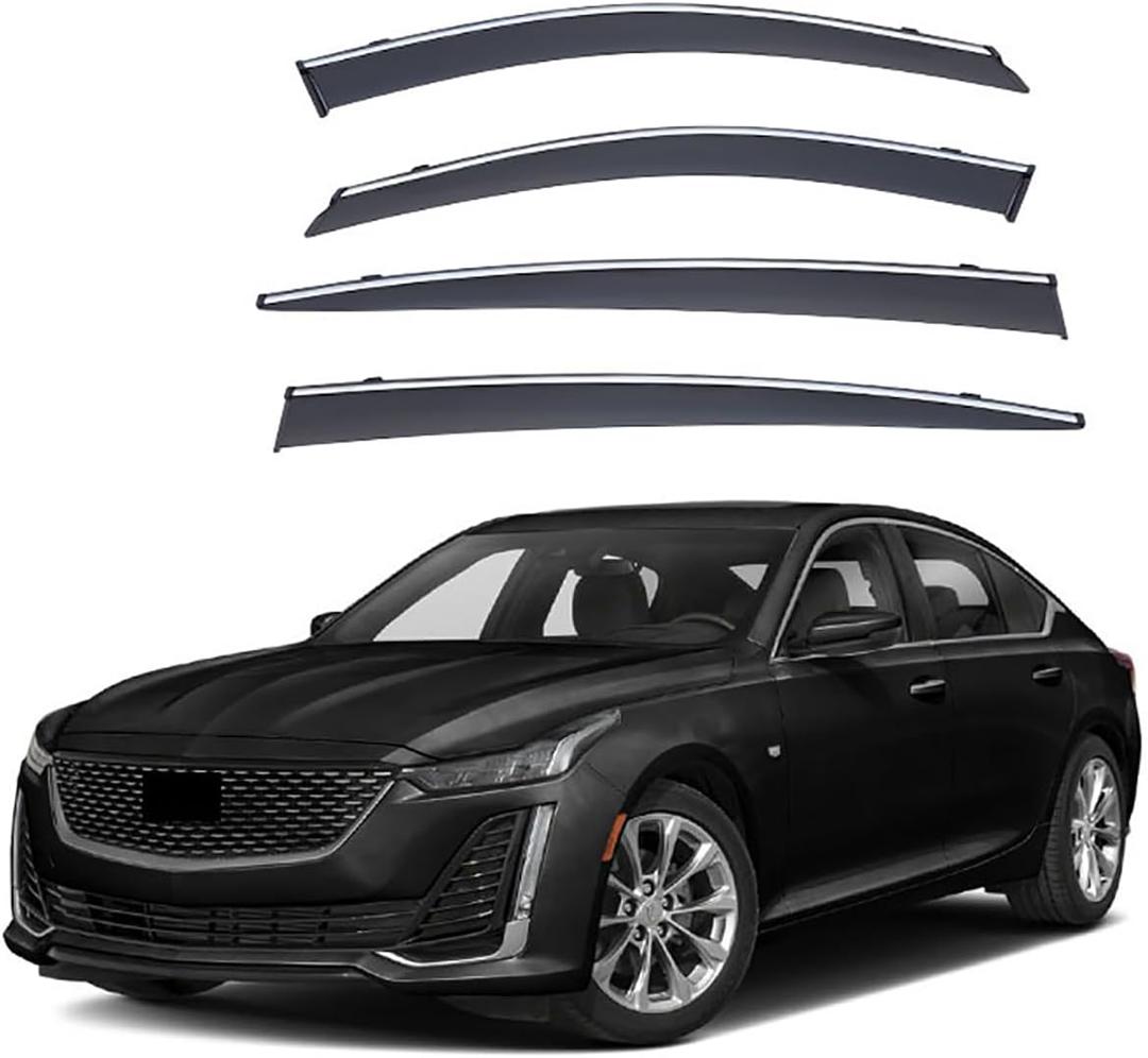 Window Visors Rain Guards for Cadillac CT5 MK1 2019+ Accessories,Side Window Wind Deflectors for Cadillac CT5 MK1 2019 2023 2024 2025, 4 PCS