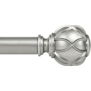 KAMANINA Curtain Rods for Windows, Antique Silver Curtain Rod 32 to 58 Inch(2.6-4.8Ft), 7/8 Inch Single Adjustable Drapery Rods with Decorative Netted Texture End